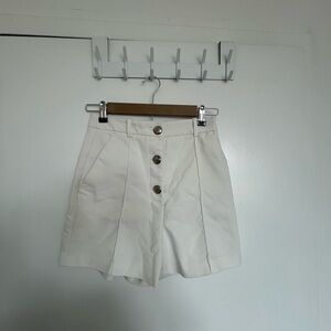 Zara Cream High-Waisted Button Shorts